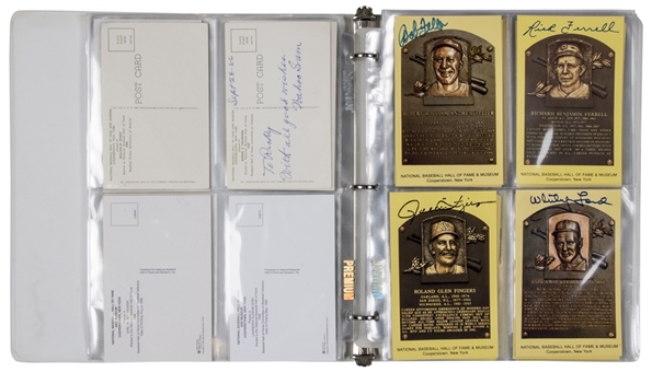 Collection of (82) Single Signed Baseball Hall of Fame Plaques and Postcards (PSA/DNA PreCert)